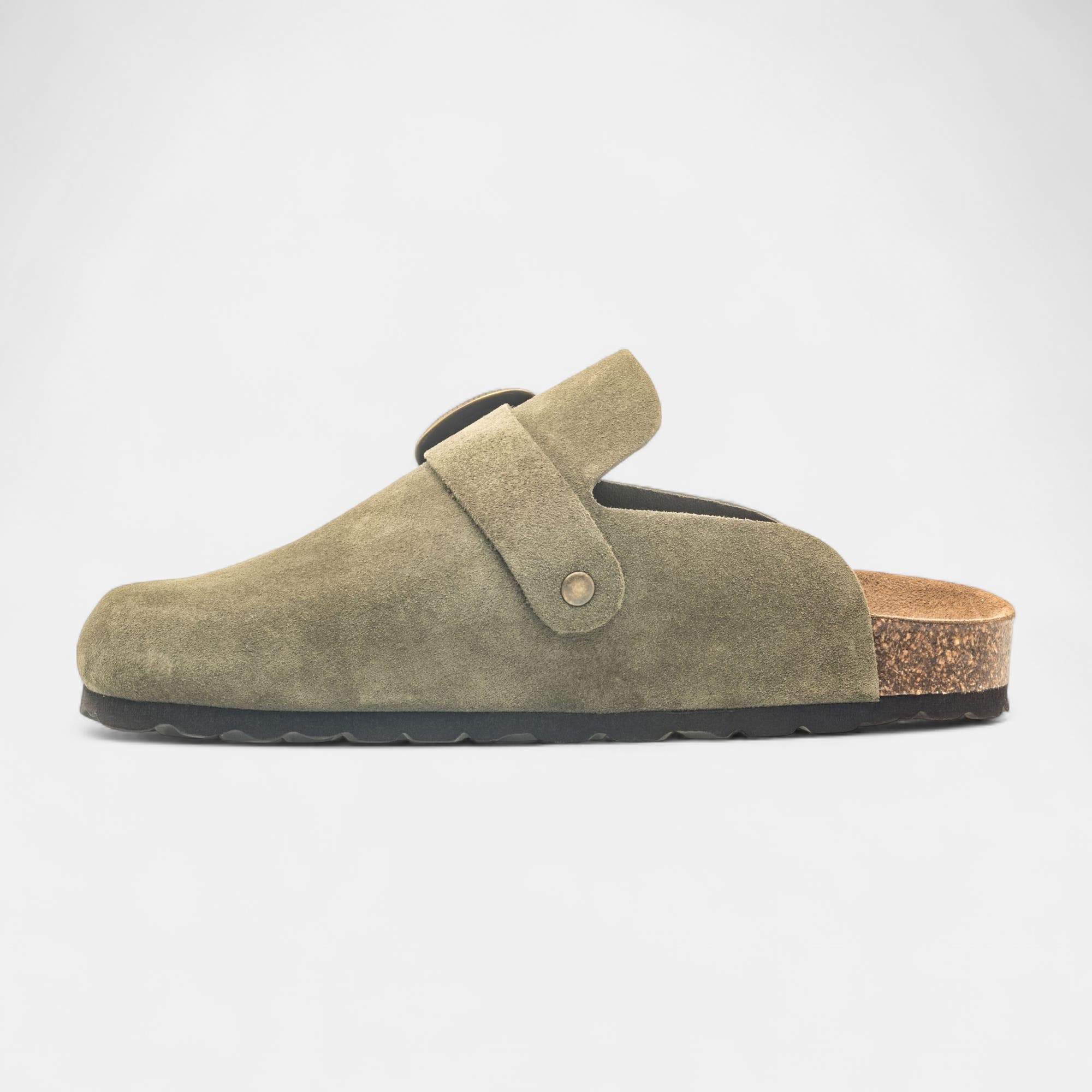 Mules Femme en cuir kaki