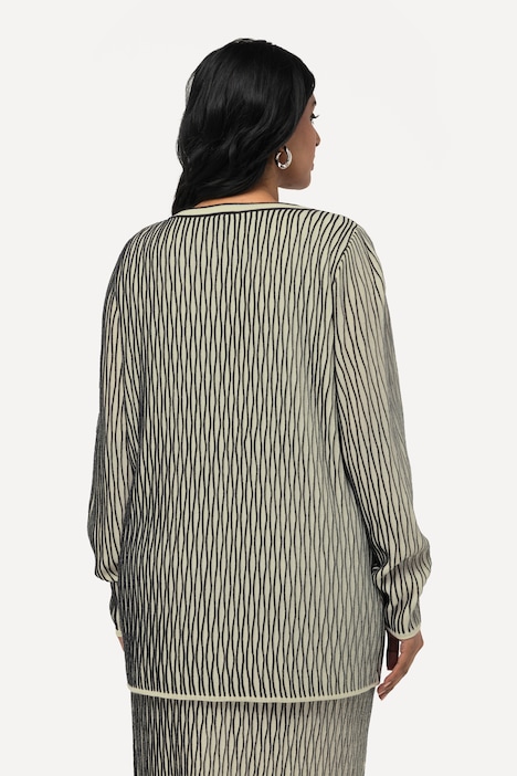 Strickjacke, 3D Struktur, V-Ausschnitt, Langarm, Wollmix
