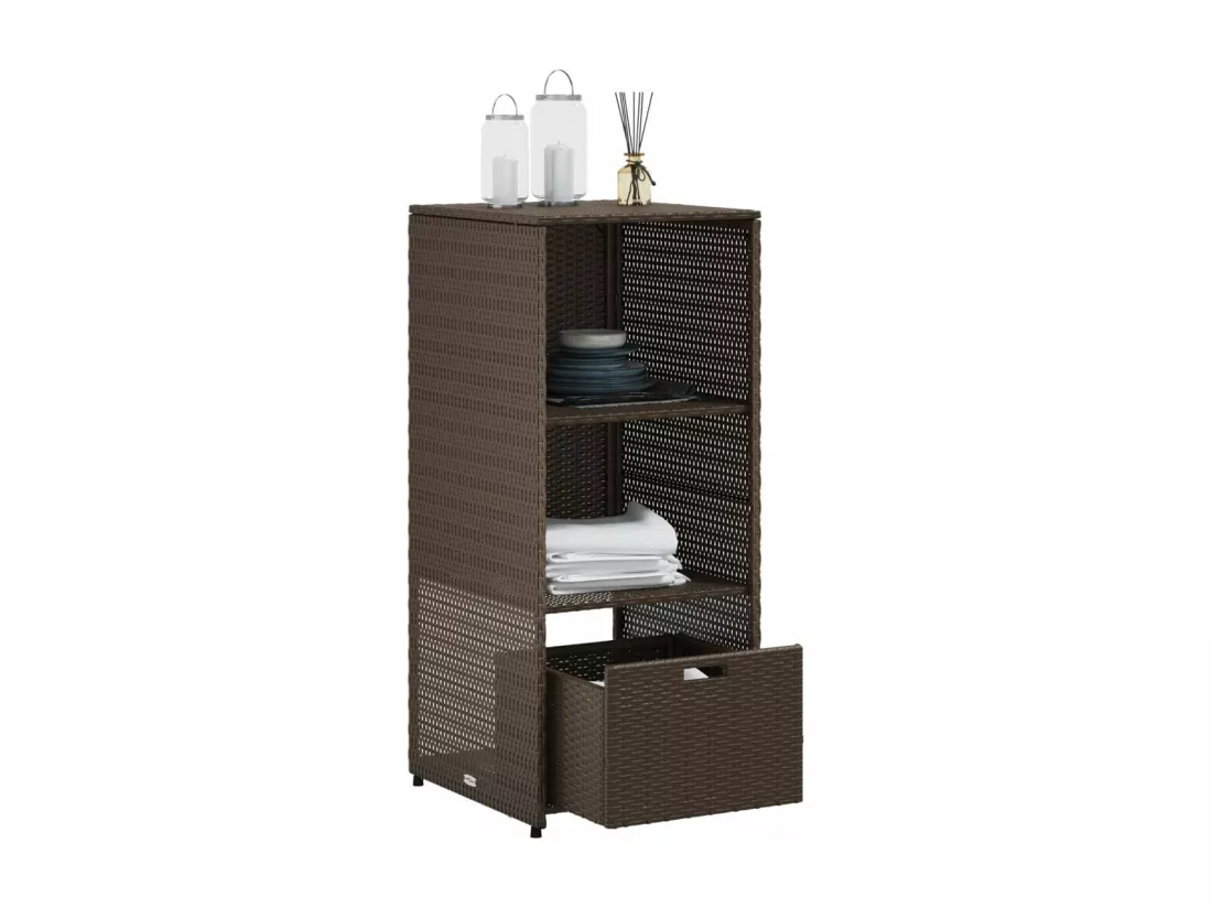 Armoire de rangement jardin marron 50x55x115 cm résine tressée