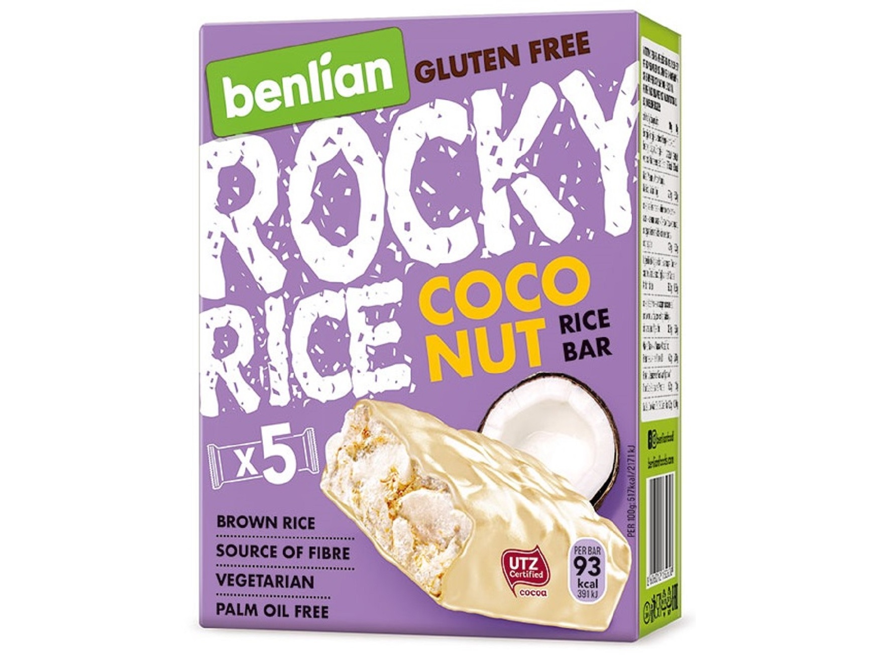 BARRA BENLIAN ARROZ CHOCOLATE BRANCO E CÔCO 90G