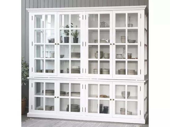 Meuble armoire vitrine en bois blanc et verre 220 x 55 x 195 cm