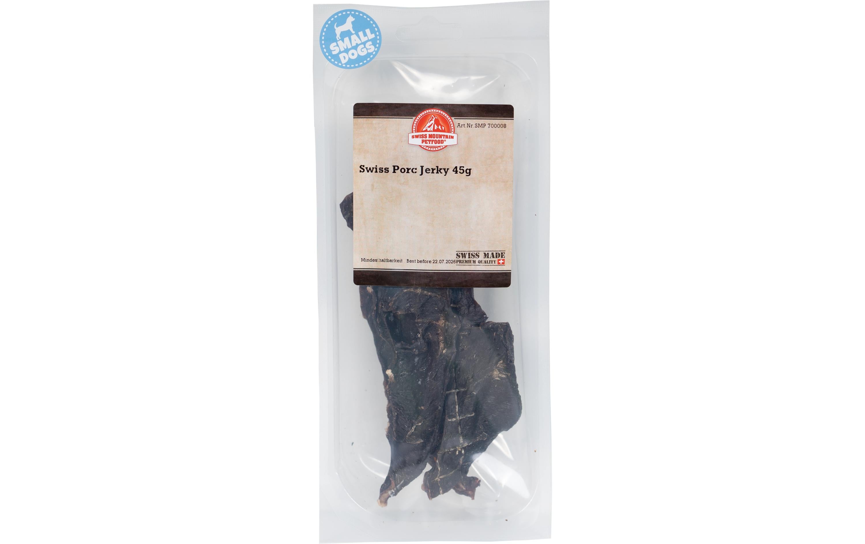 Kausnack Schweine Fleisch Jerky, 45 gKausnack für kleine Hunde