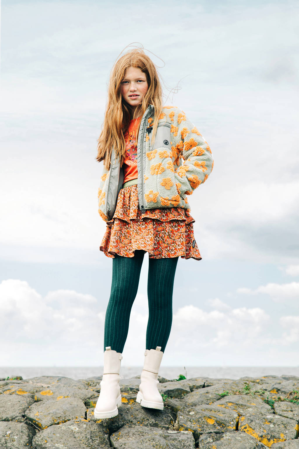 Me & My Monkey jurk Nancy met printopdruk oranje