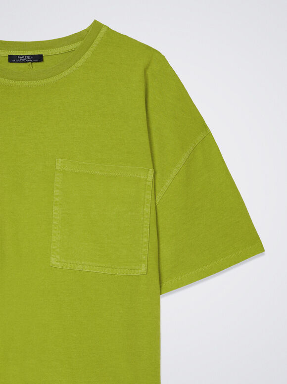 Camiseta de algodão com bolso - Verde
