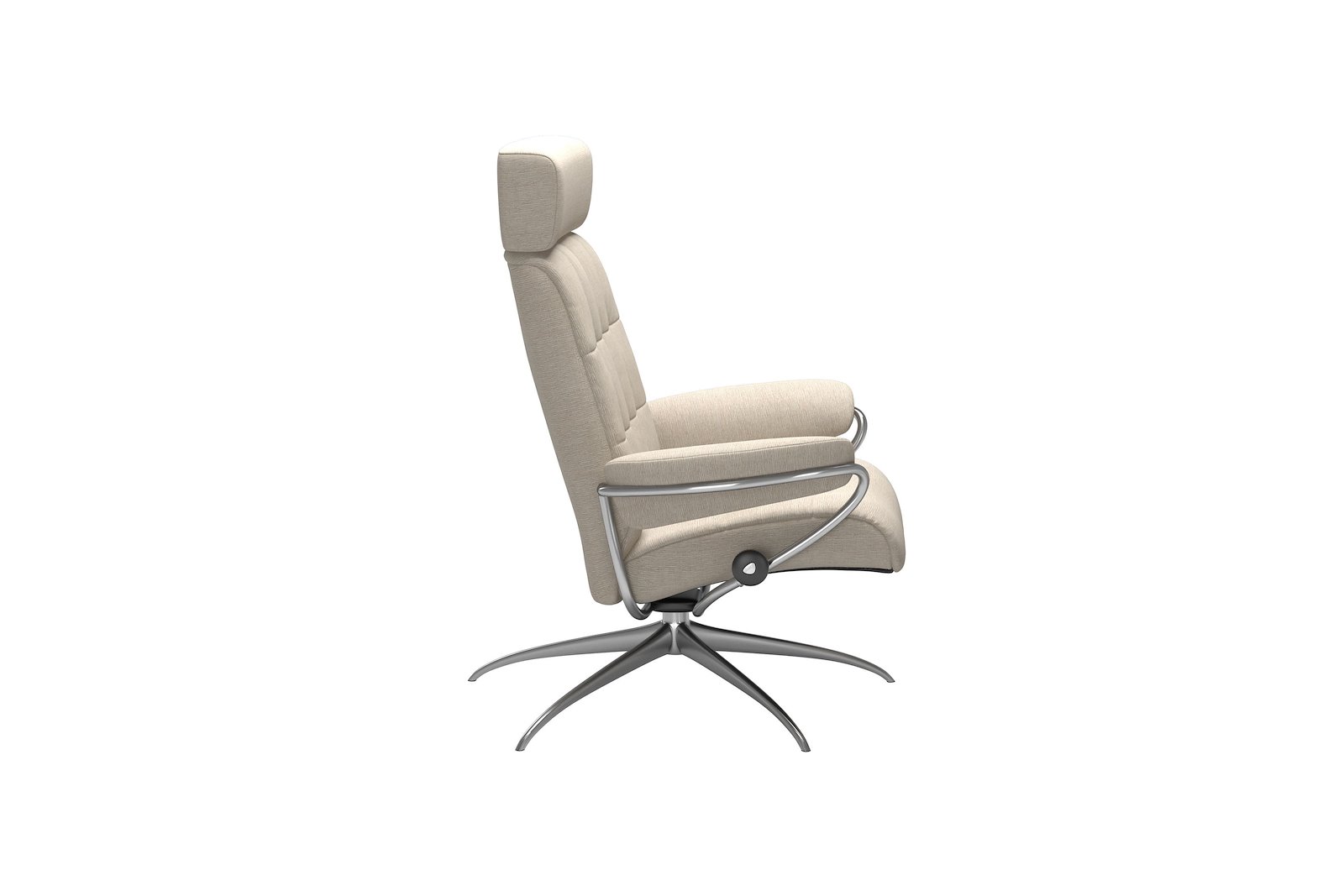 London lenestol Tekstil Jasmine Beige – Star understell – Alu