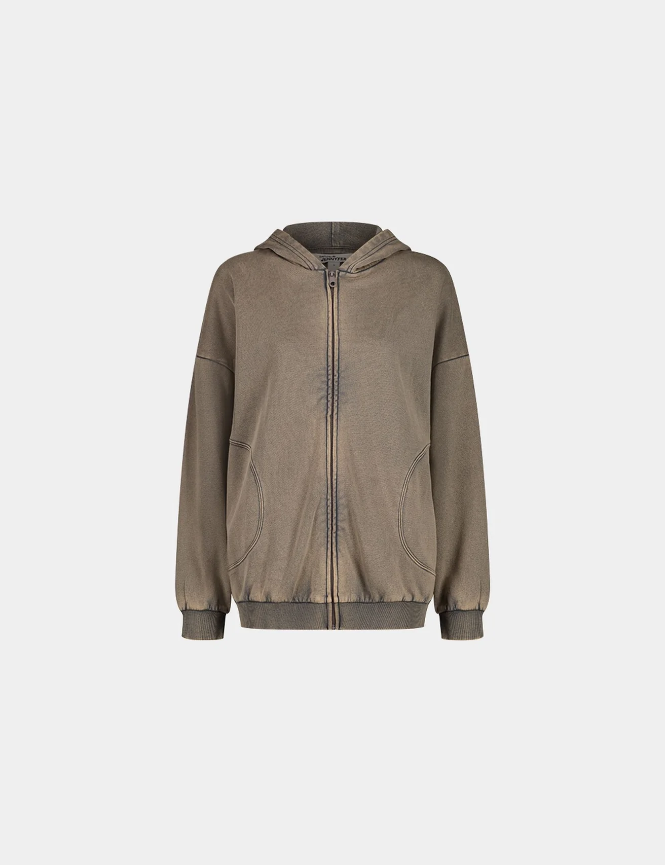 Sweat zippé à capuche oversize marron clair