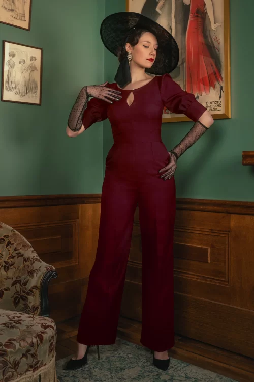 Vintage Diva  The Graziella jumpsuit in bordeauxrood