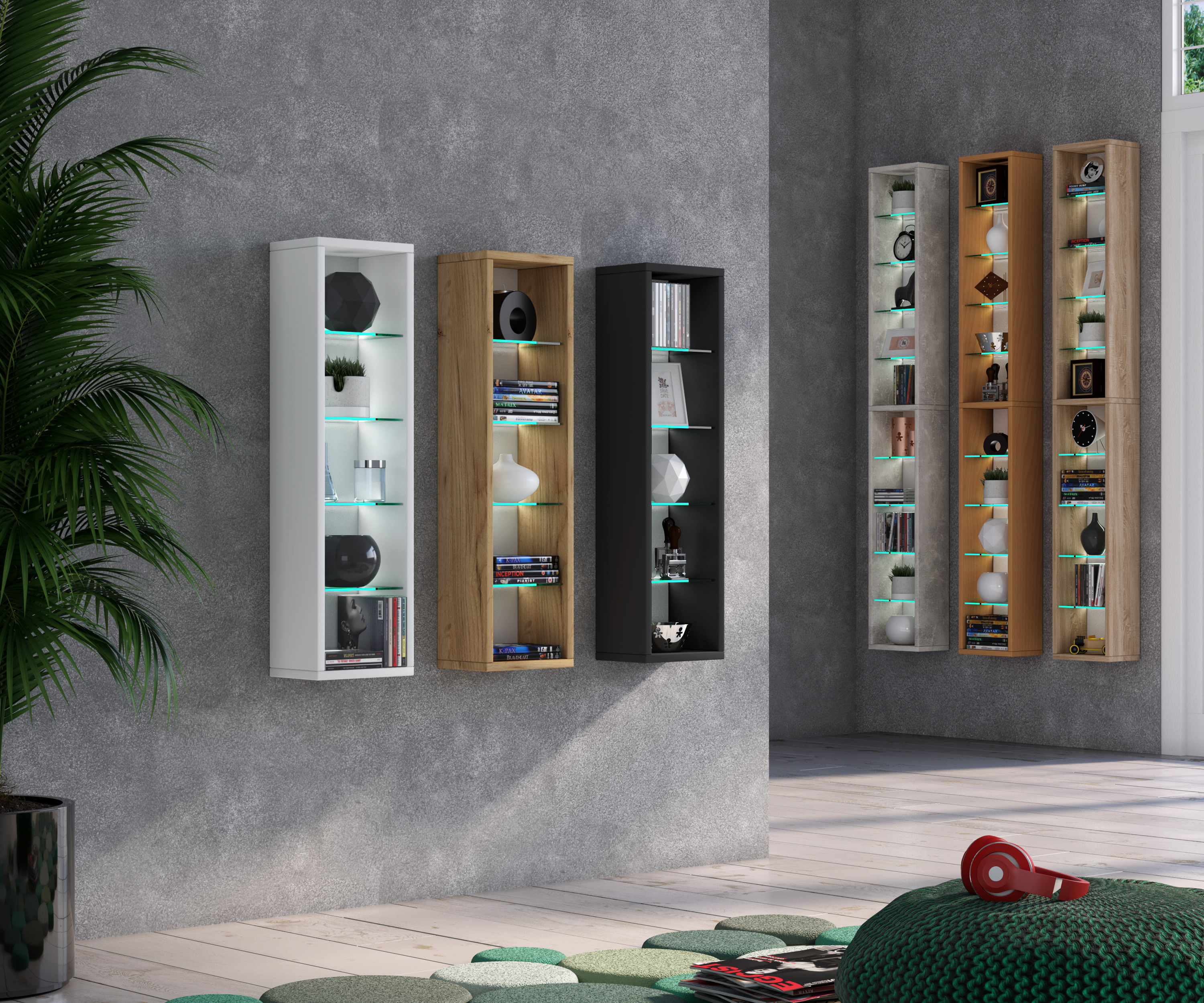 VCM Holz Wandregal Hängeregal Regal Bücherregal Wandboard Deko Glas Rasato XL