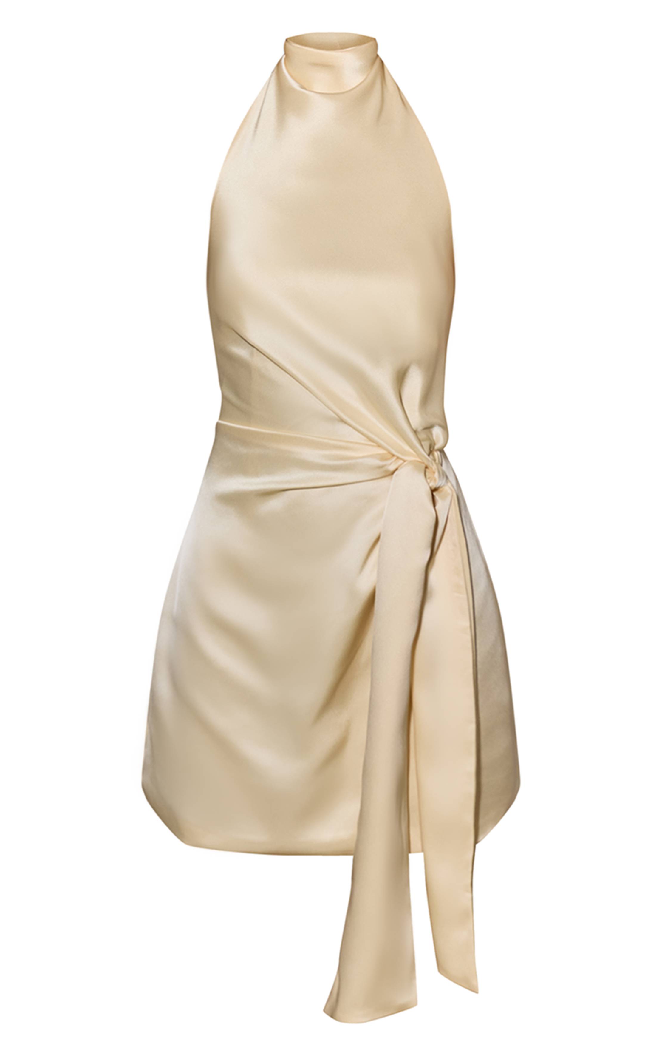 Huître Robe Moulante En Satin Avec Détail De Nœud Drapé