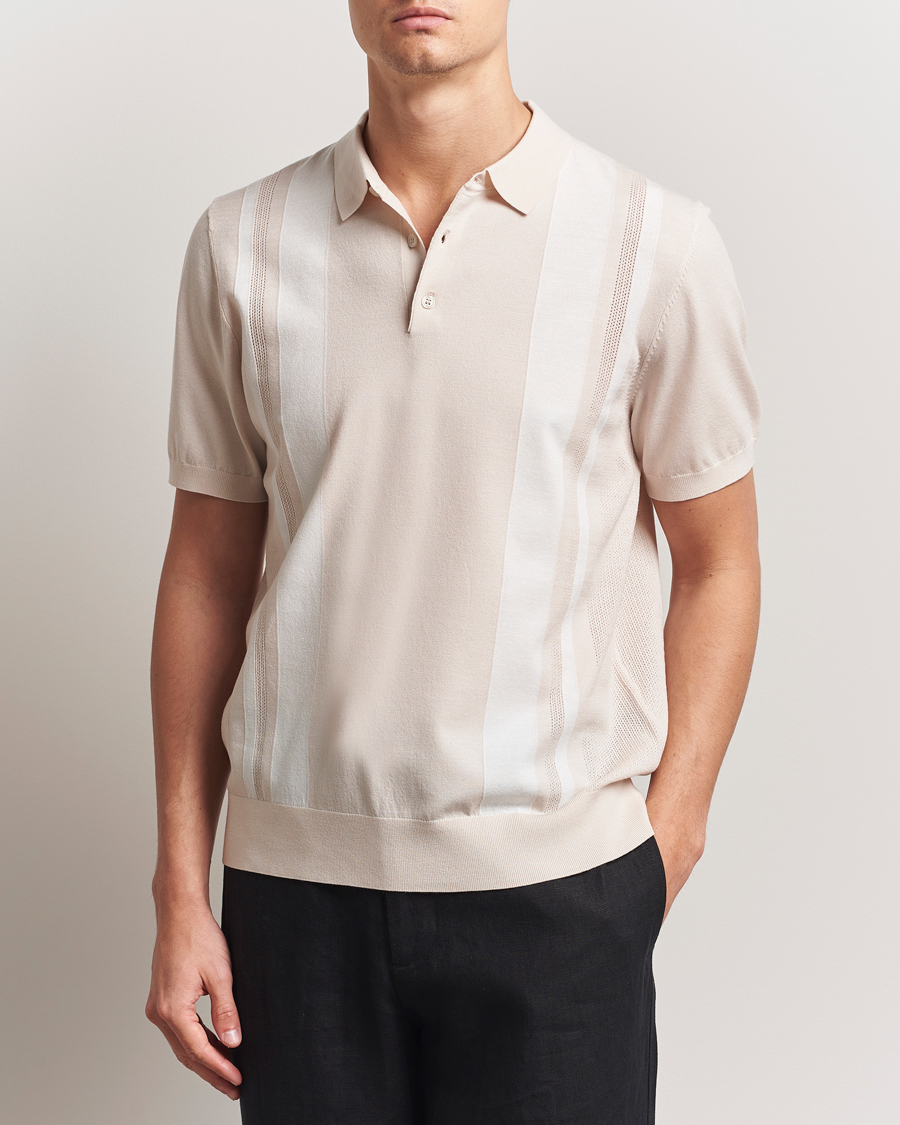 J.Lindeberg Reymond Stripe Knit Polo Moonbeam