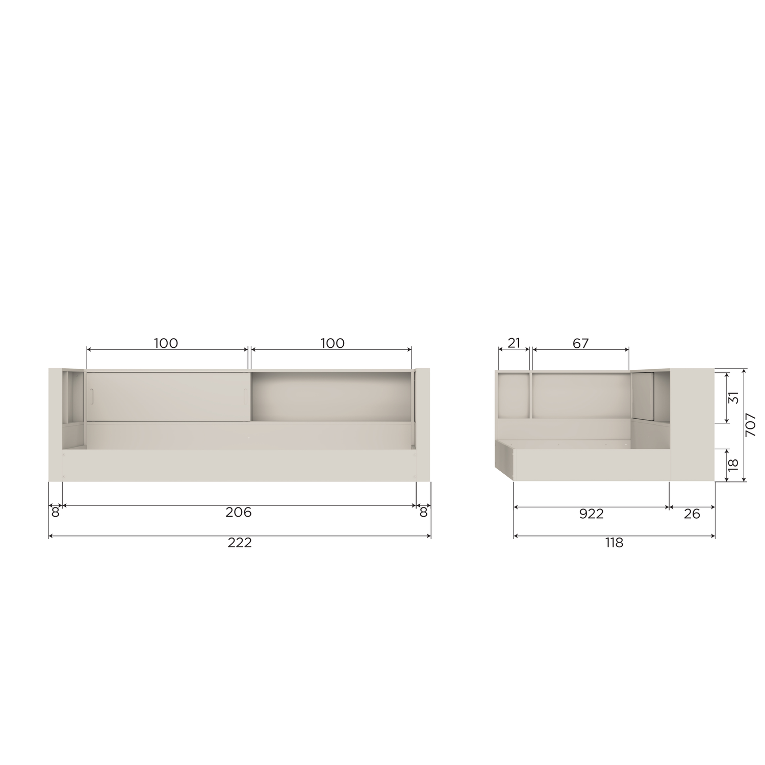 WOOOD Carter Bed - Grenenhout - Wit - 90x200