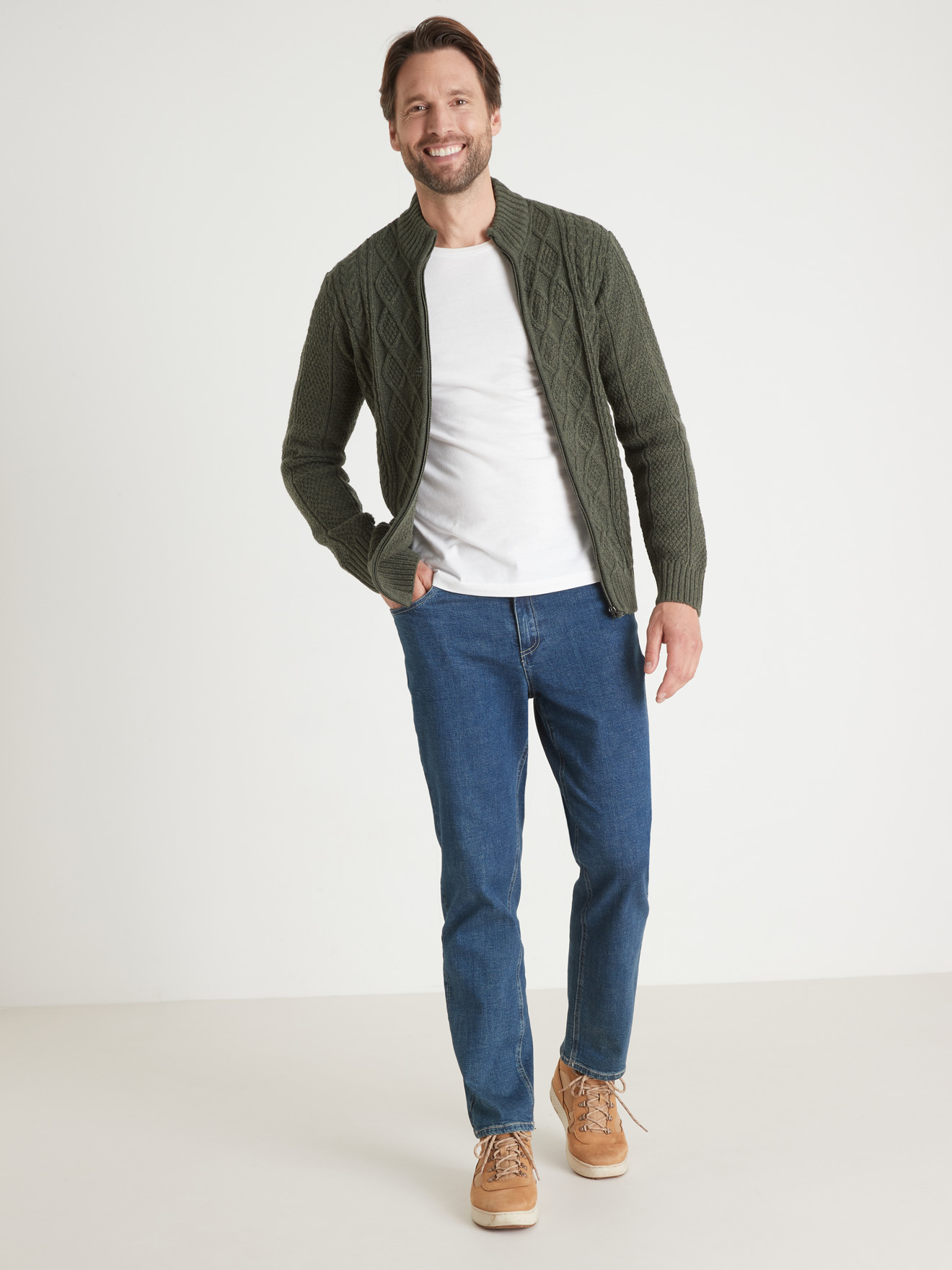 Gilet torsadé zippé col montant