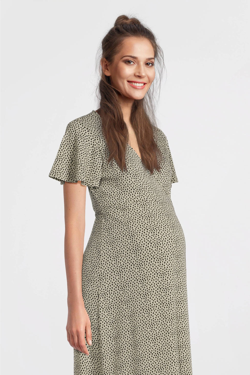 ONLY MATERNITY zwangerschapsjurk OLMPAULINE met stippen ecru/zwart