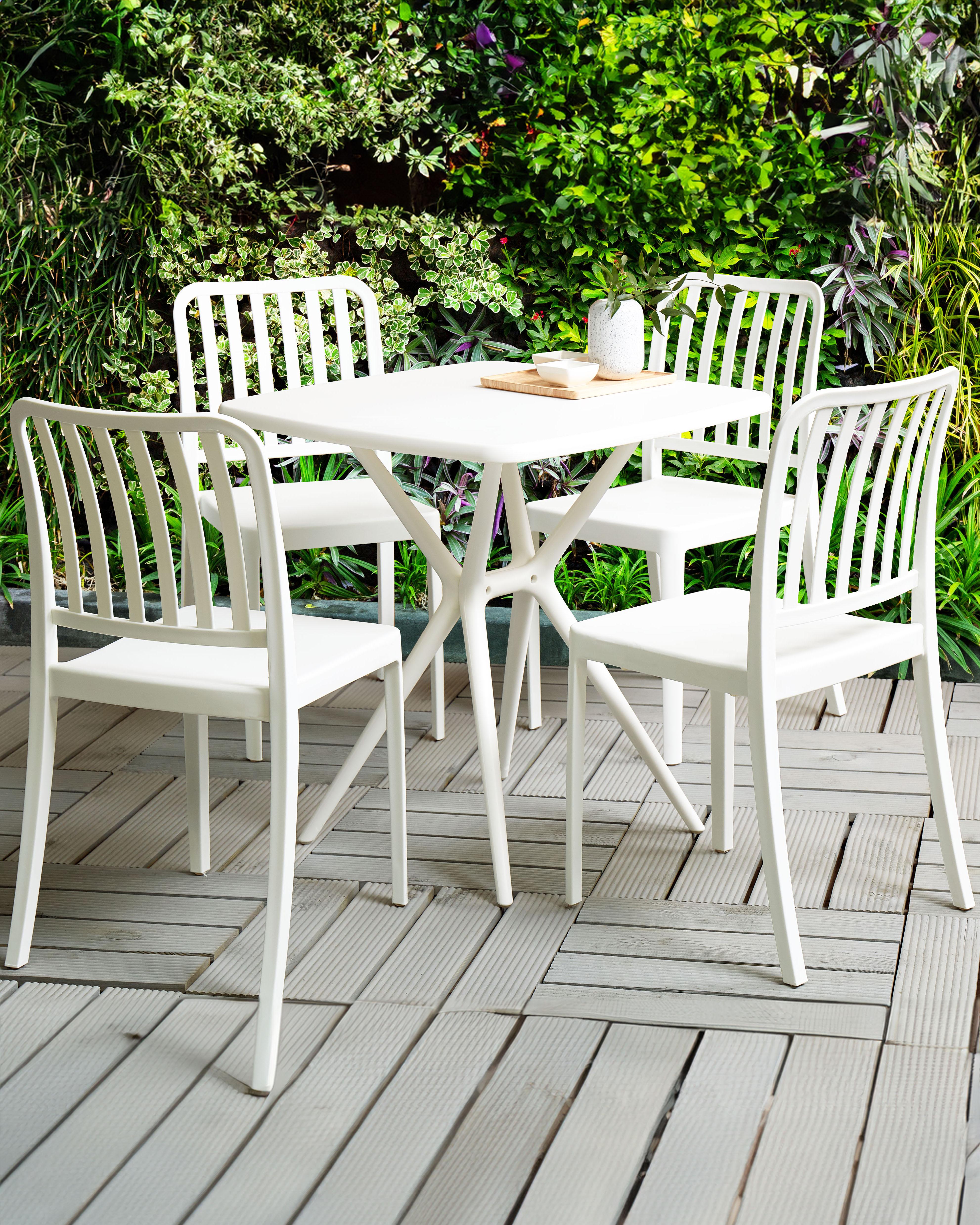 Set van 4 tuinstoelen SERSALE Synthetisch materiaal Wit