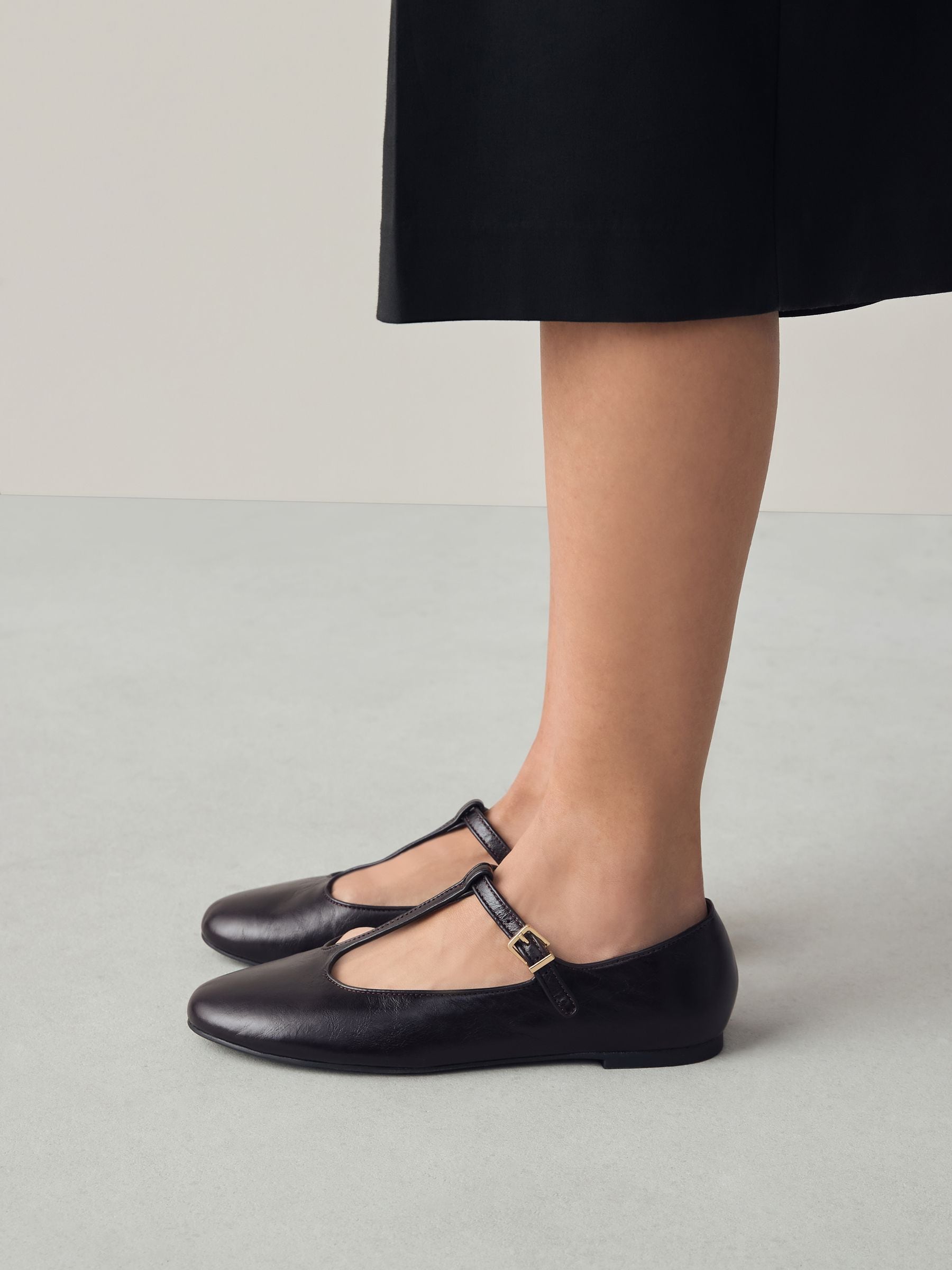 Bordeauxrood - Forever Comfort® leren T-Bar Mary Jane-schoenen