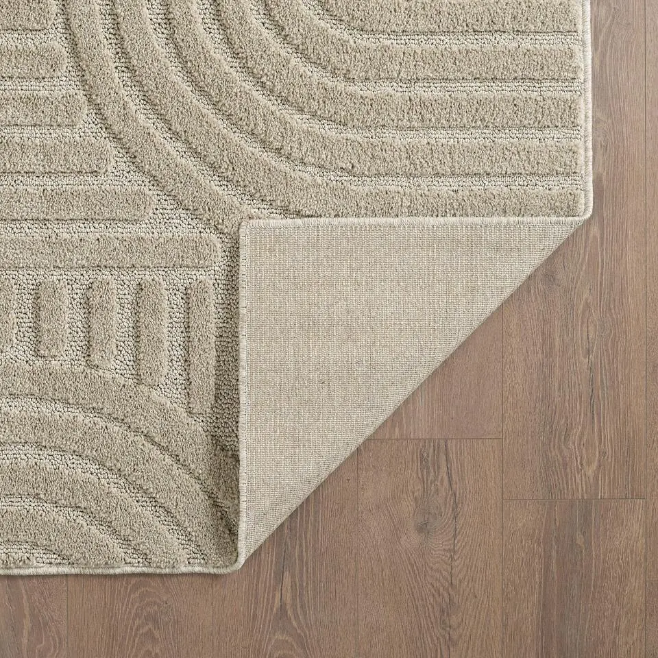 Modern Japandi Vloerkleed - Beige - Boho Scandinavisch - 140x200 cm Laagpolig