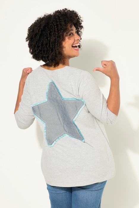 T-Shirt, Komfort Fit, Jeans-Schriftzug, 3/4-Ärmel