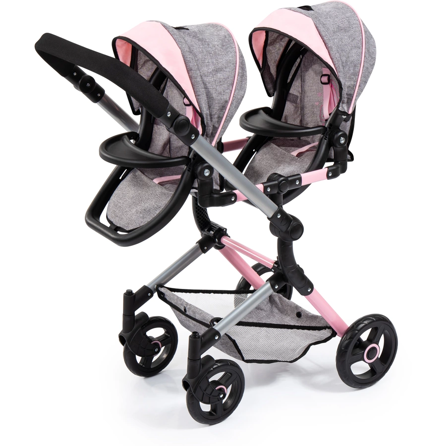 bayer Design Zwillings-Puppenwagen Twin Neo graurosa, mit Schmetterling