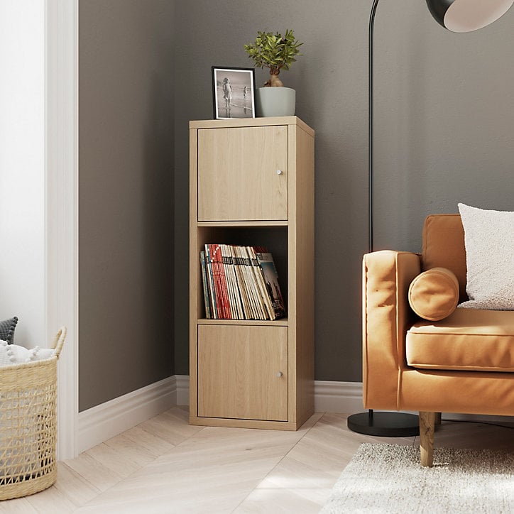 Bloc avec porte pour étagère cube GoodHome Mixxit effet chêne
