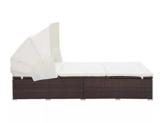 Transat à 2 places avec coussin Résine tressée Marron