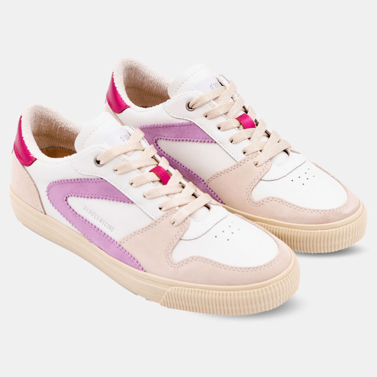 Zero 105 Baskets en Cuir Perf blanc/rose/violet