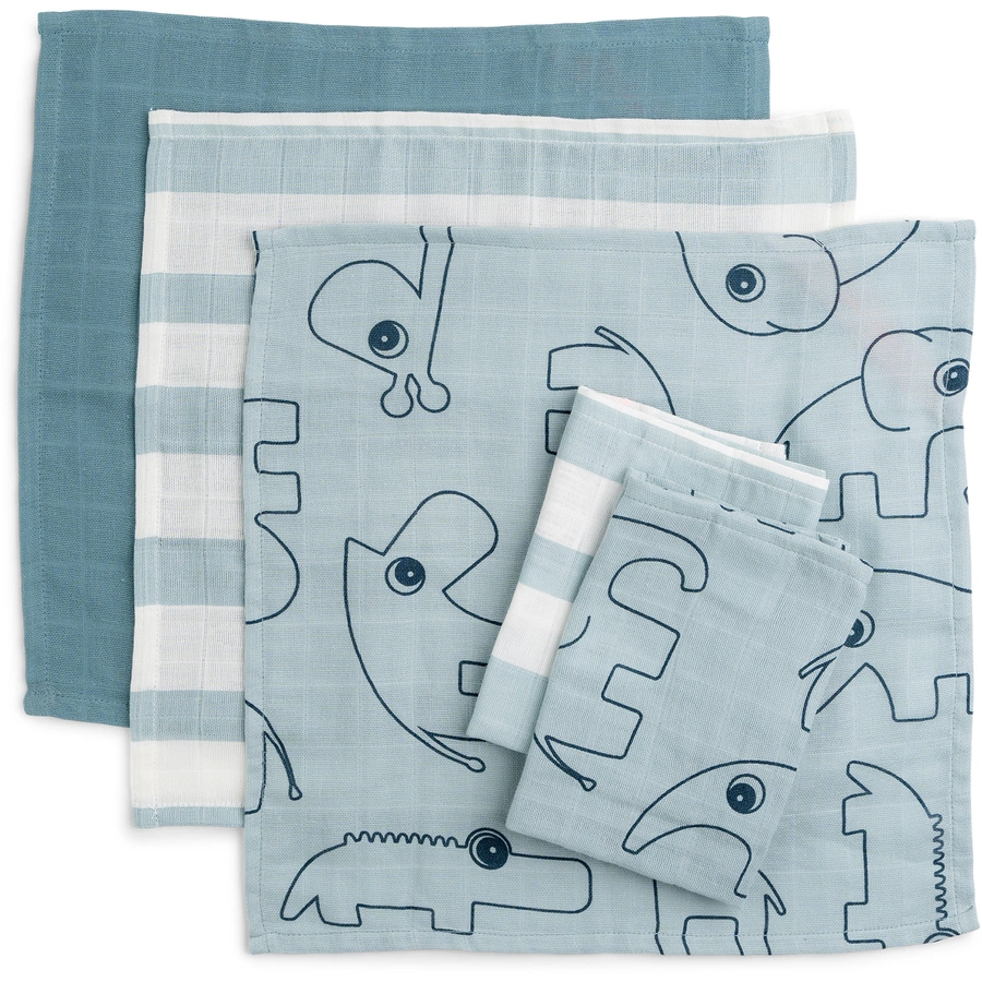 Done by Deer™ Waschlappen 5-pack Deer friends Blau