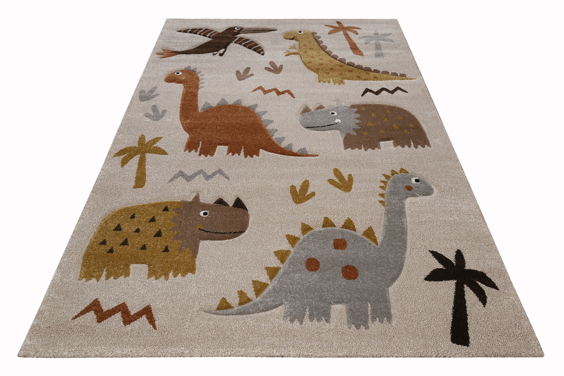 SMART KIDS Kinderteppich »T-Rex & Friends« rechteckig 10 mm Höhe Moderner Spielteppich, strapazierfähig, pflegeleicht, Konturenschnitt