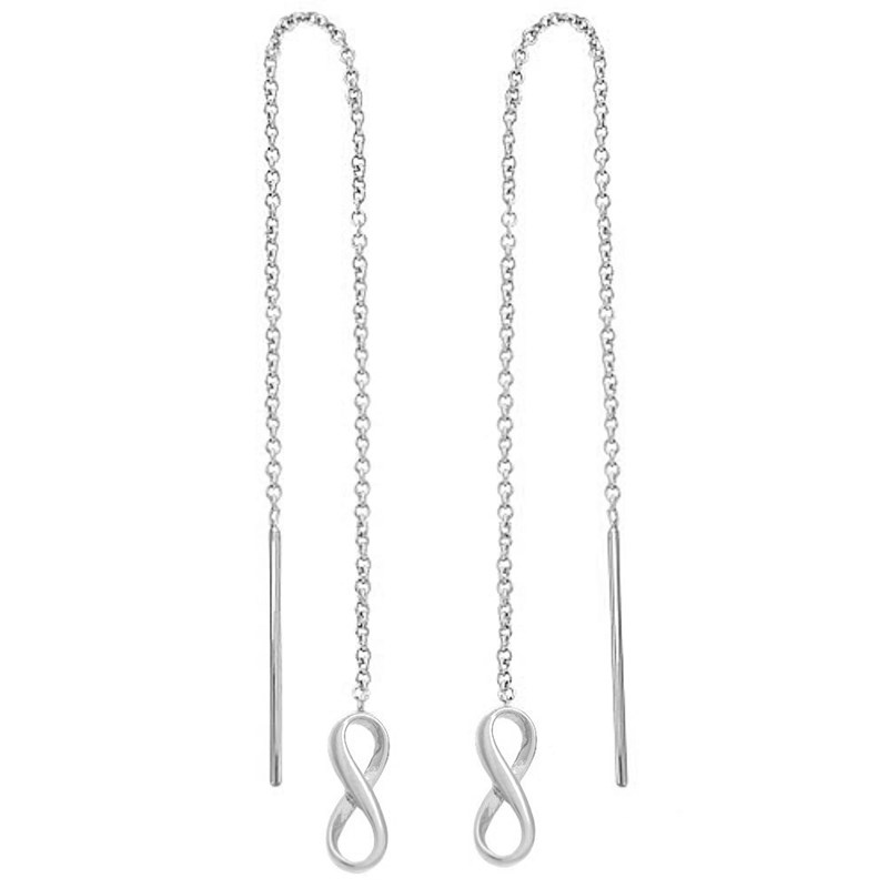 Boucles d'oreilles infini traversantes chaînes pendantes Argent 925 Rhodié