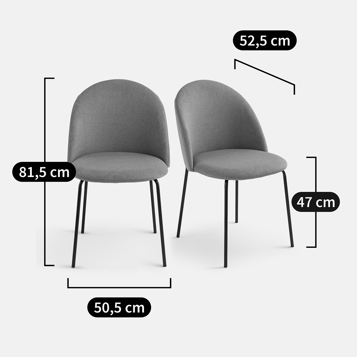 LA REDOUTE INTERIEURS<br>Conjunto de 2 cadeiras de veludo, Nordie
