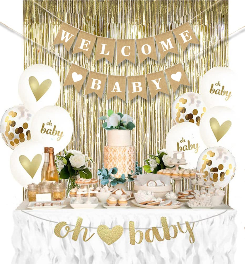 (3m) Jute Baby Shower Girlande Gender Reveal Party Dekoration - Welcome Baby