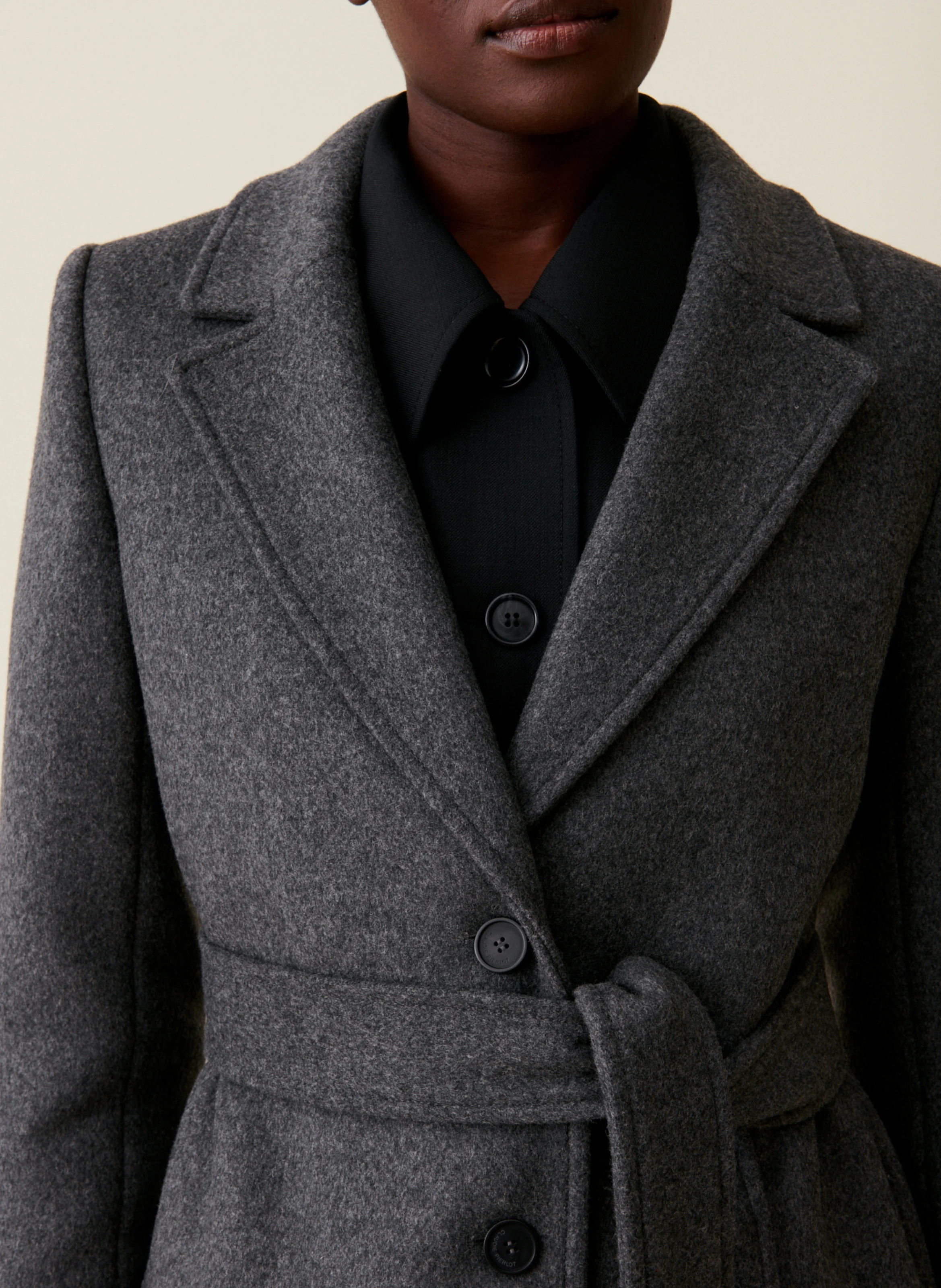 Manteau droit en laine mélangée | Gris