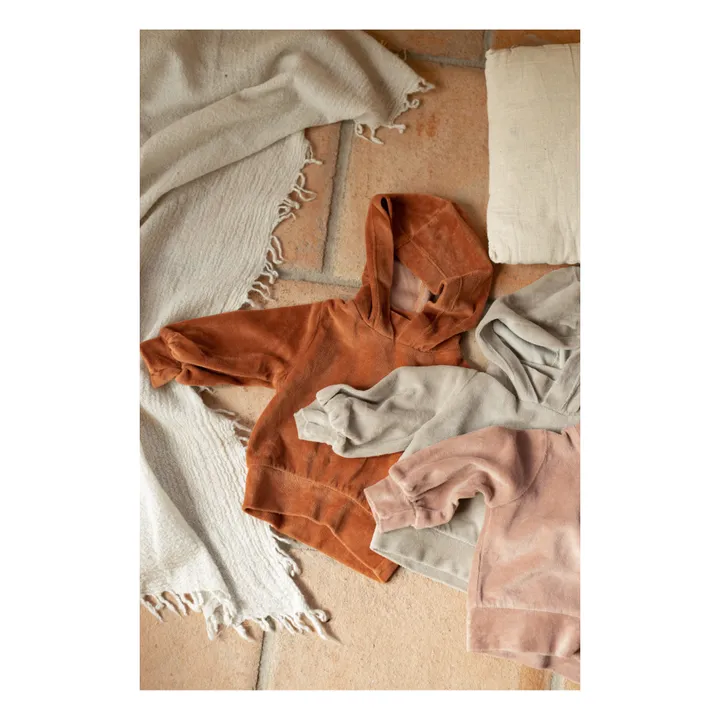 1+ in the family Sweat Capuche Velours Albina | Taupe