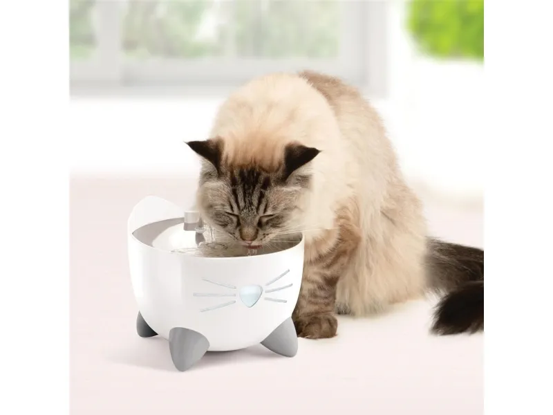 Pixi Smart Fountain, kattefontæne, med skål i rustfrit stål, 2 l, 21x21x19 cm