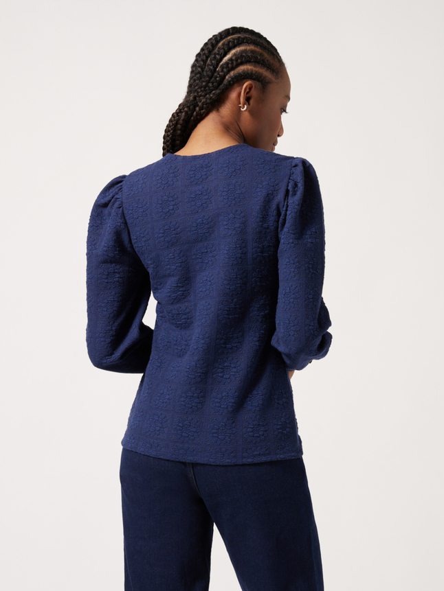 Top fleuri manches bouffantes