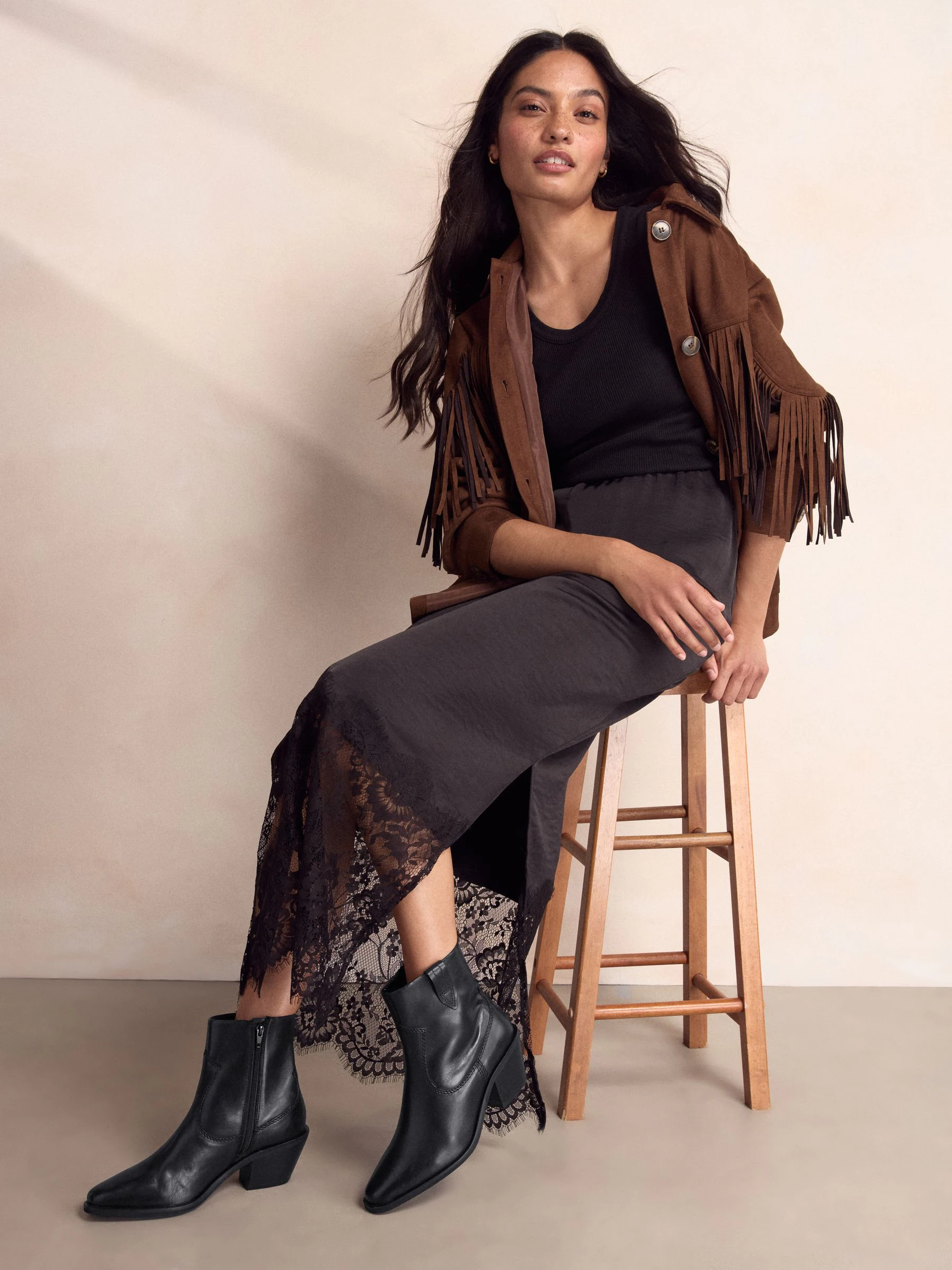 Zwart leer - Cowboy Block Heel Ankle Boots