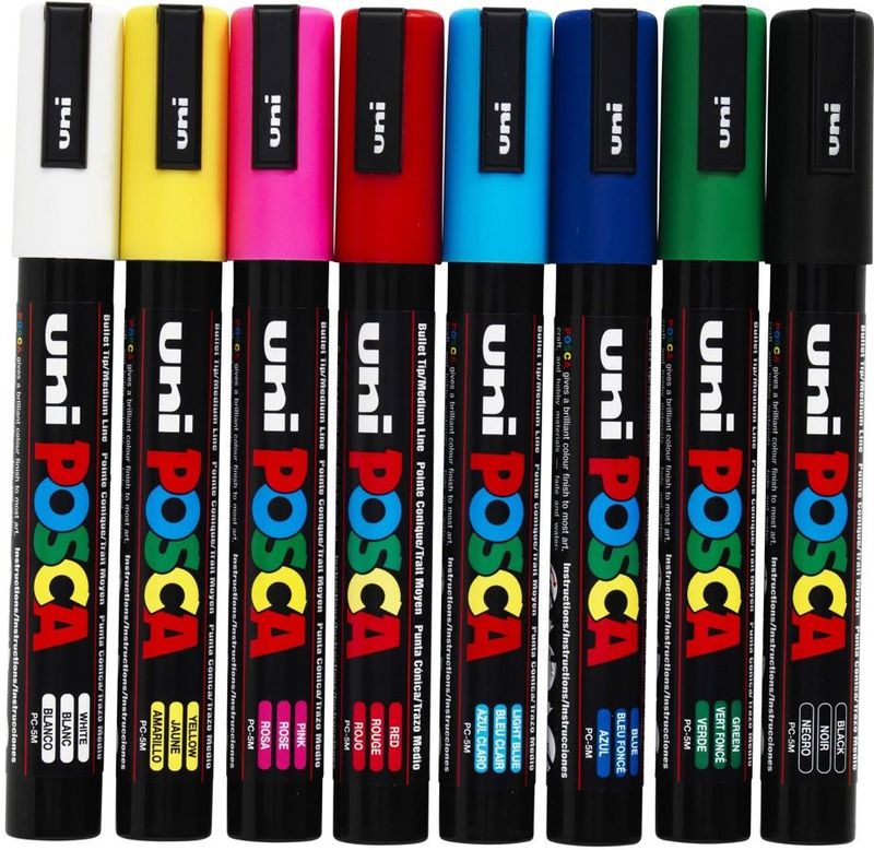 Posca - Lakmarker Uni - Assortiment - 1,8-2,5 mm - Set van 8 Kleuren