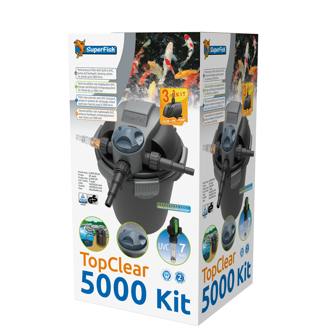 Topclear kit 5000 UVC/Filter/Pomp in 1!