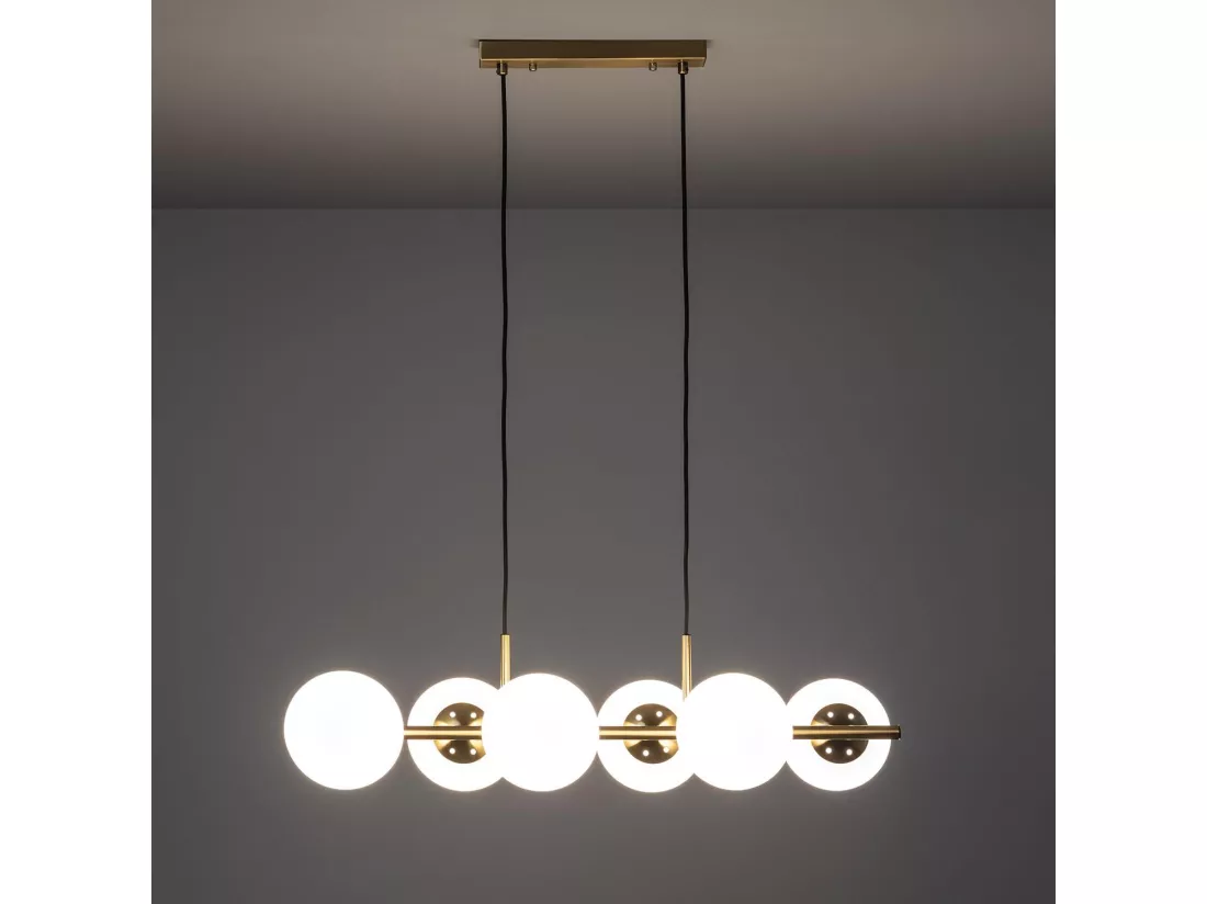 Suspension Métal et Verre Moonlight Brass 6 Spots Doré