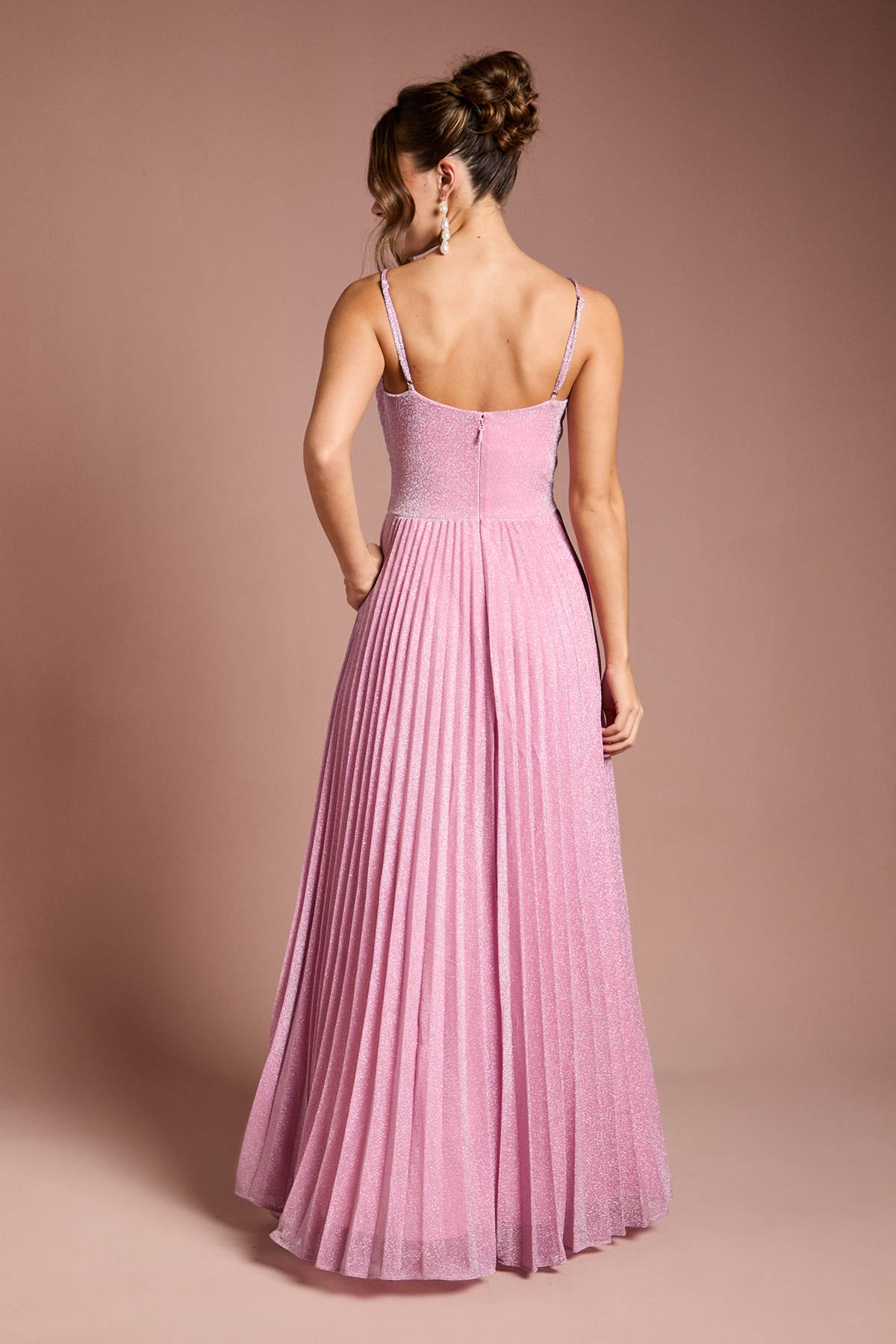 Coast Robe Maxi Plissée Scintillante à Col V et Bretelles