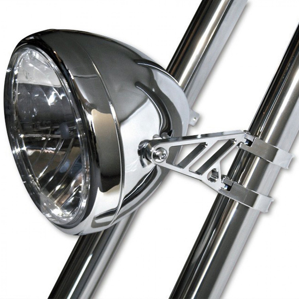 Highsider - Support de Phare CNC Alu - Diamètre fourche 42-43 mm Chrome