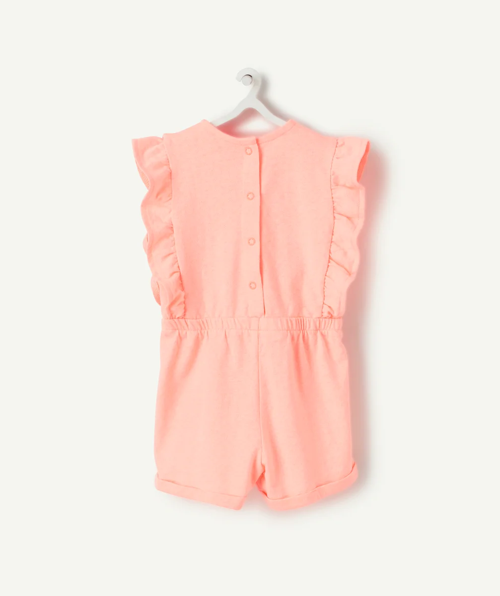 COMBISHORT BÉBÉ FILLE EN COTON ROSE AVEC VOLANTS