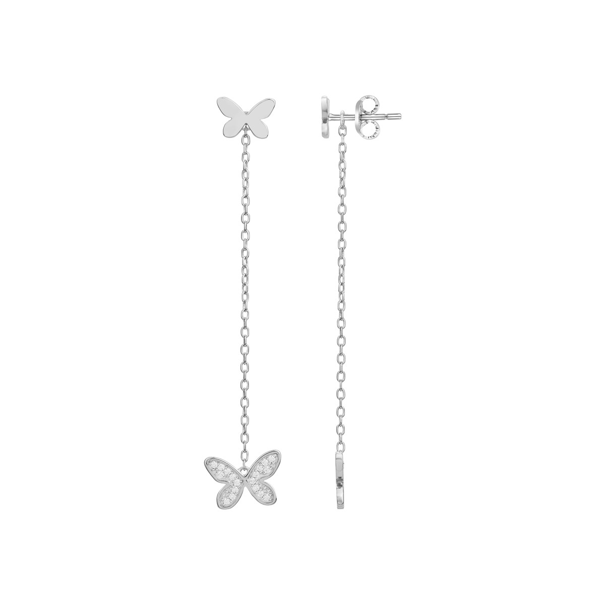 Boucles d'oreilles pendantes en Argent avec oxyde de zirconium blanc