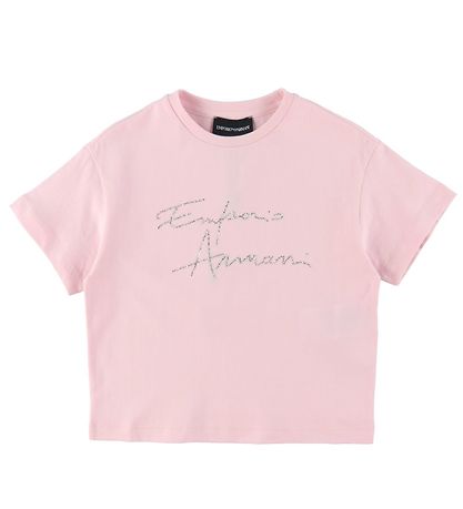 Emporio Armani T-Shirt - Rosa m. Silber/Strassstein