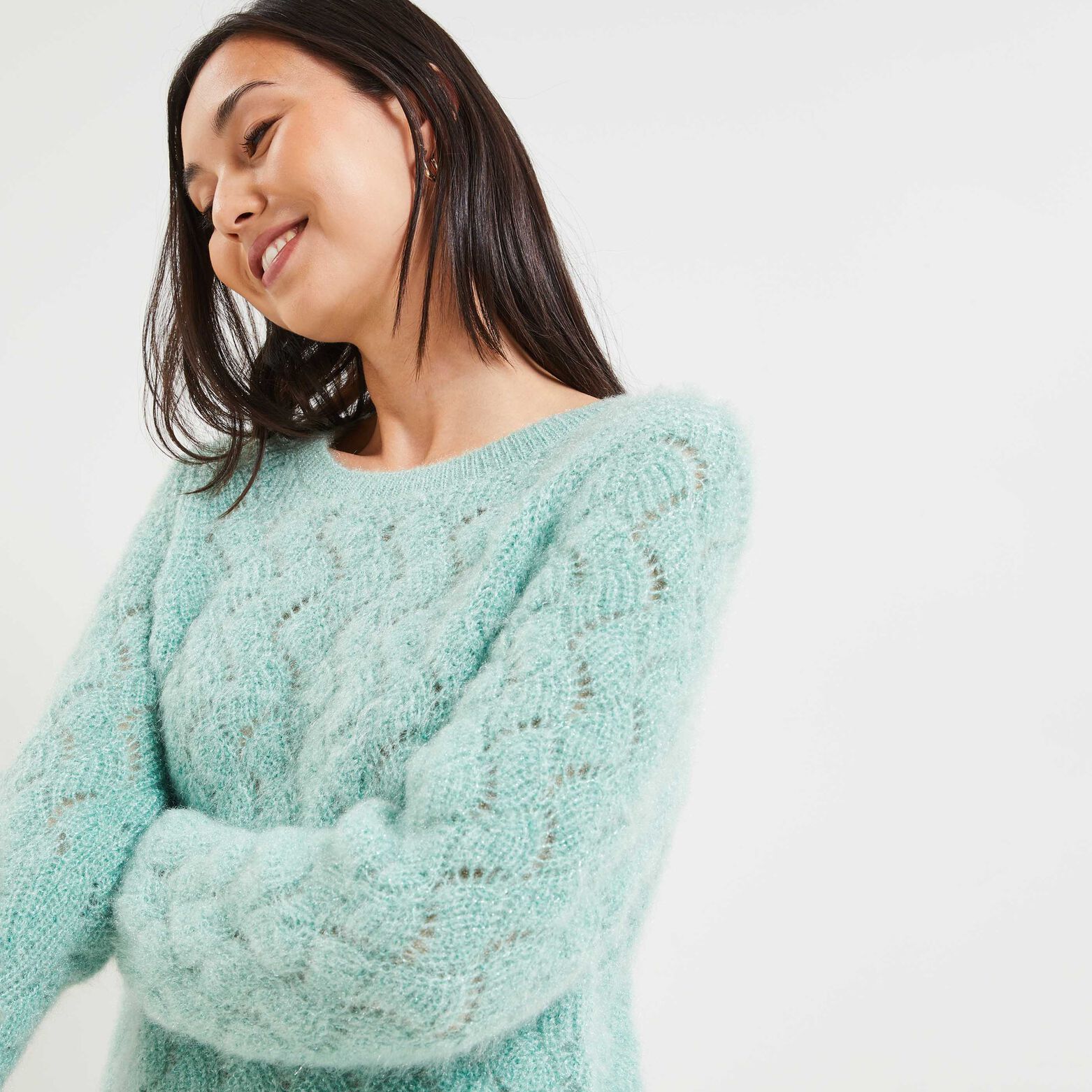 Pull maille ajourée femme