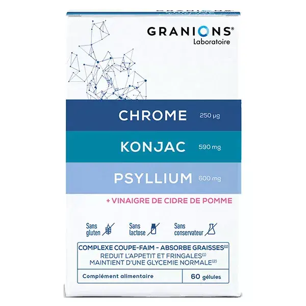 Granions Supressor de Apetite Konjac Psyllium Chrome Caixa com 60 cápsulas