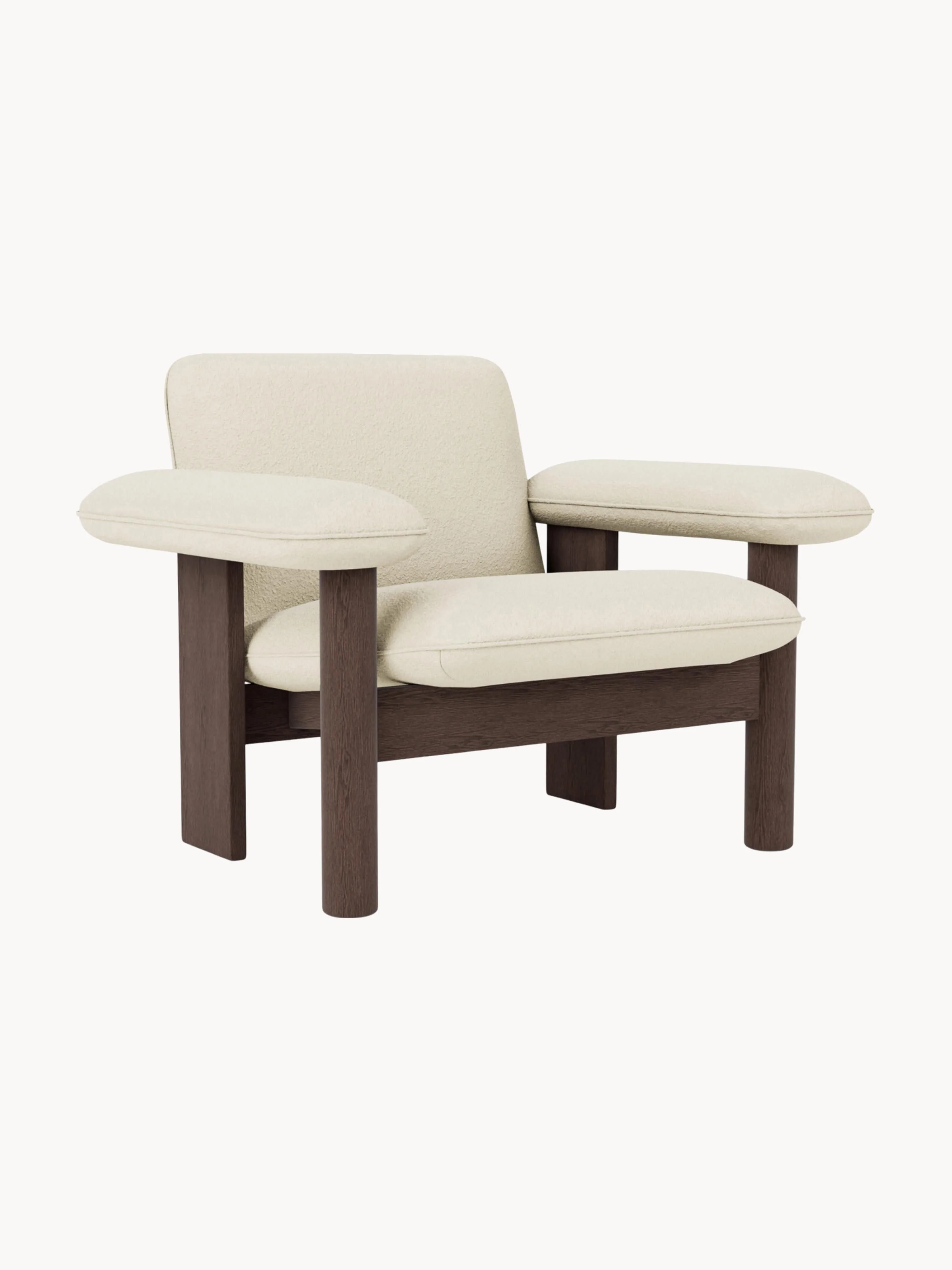 Wollen loungefauteuil Brasilia van eikenhout