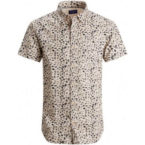 Jack & Jones - 12187974 JORCANYON SHIRT SS OATMEAL Marrón