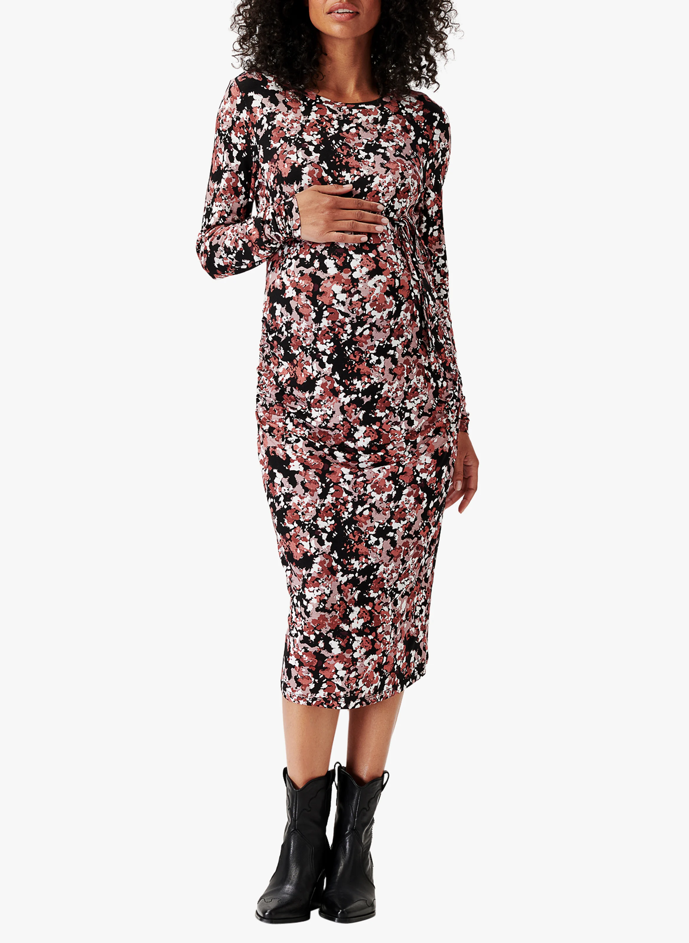 PAOLI - Robe de grossesse moulante à imprimé | Noir