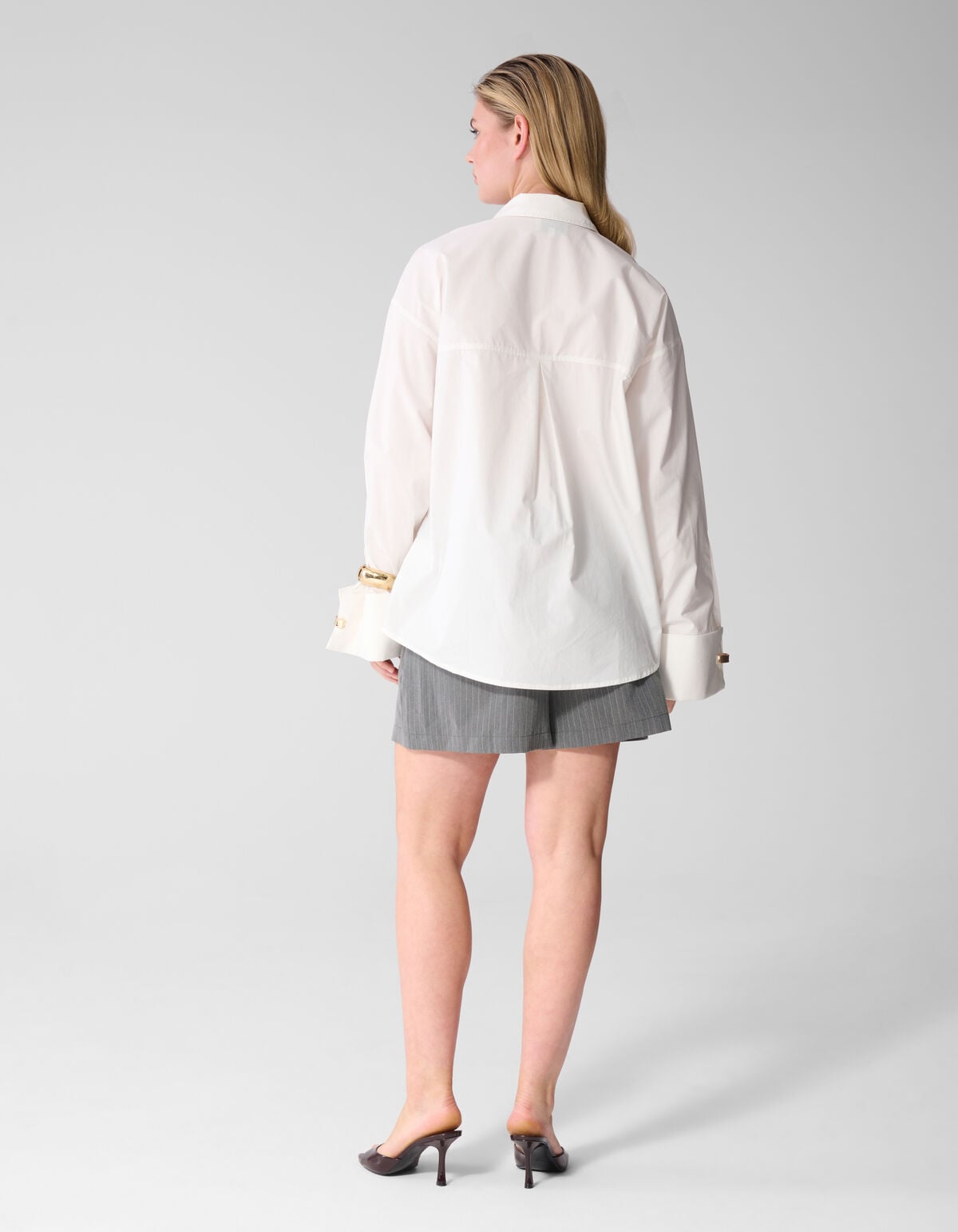 Pinstripe Pleated Skort Donkergrijs