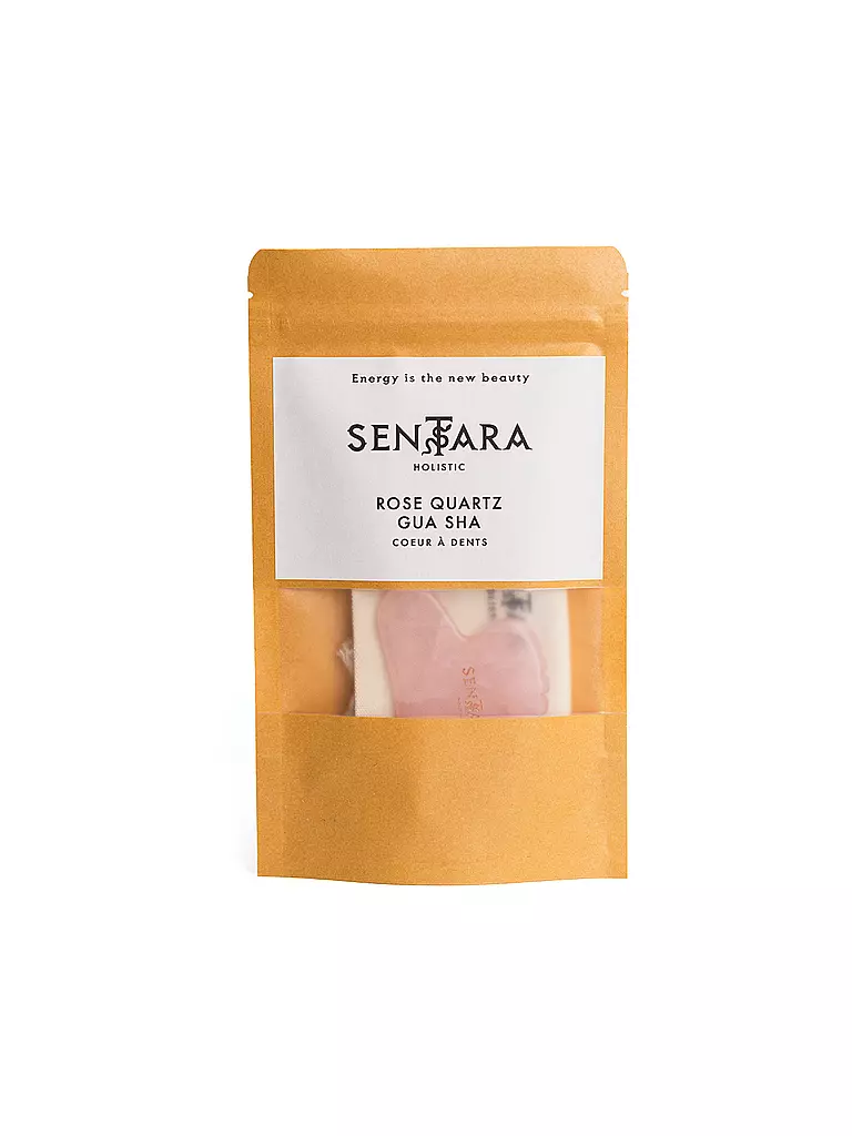SENTARA Massagestein - Gua Sha Herz mit Zähnen Rose Quartz  rosa